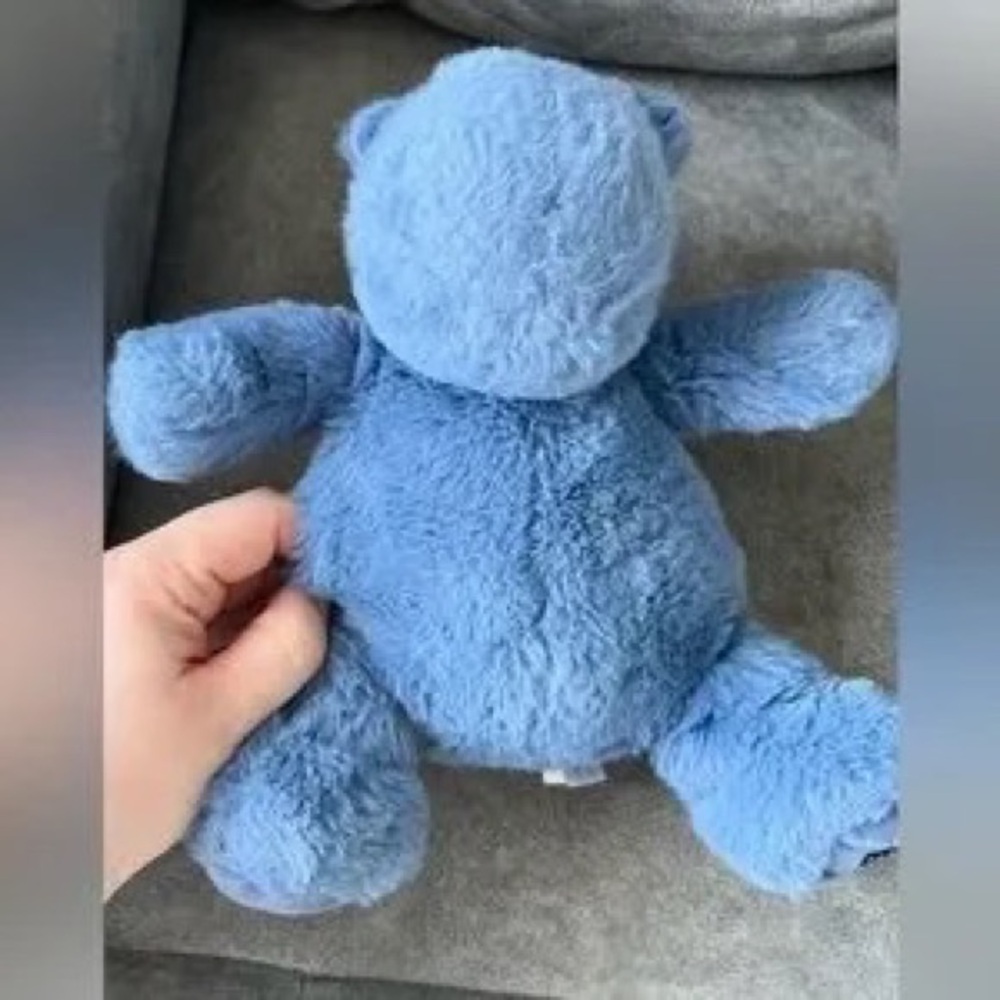 Plush Blue Hippo Stuffed Animal - Soft Cuddly Toy for Kids - Picture 5 of 8